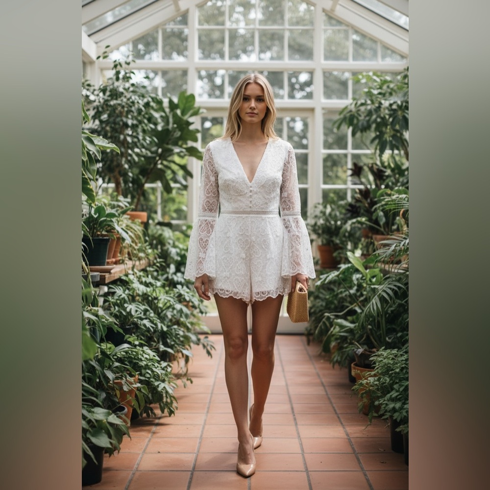 NWT Elliatt $318 Ivory Lace Romper Size small - Picture 1 of 9
